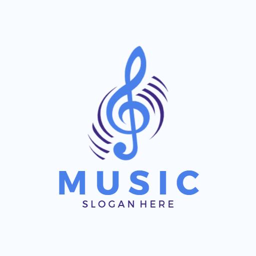 Vibrant Blue Musical Note Representing Engaging Music Logo Template