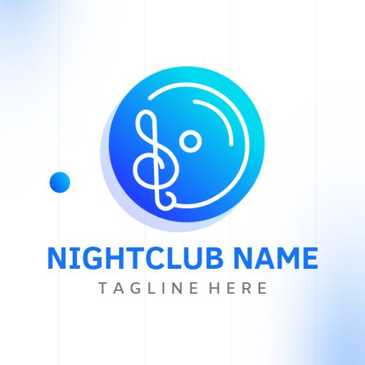 Vibrant Blue Musical Notes Reflecting Nightclub Vibe Logo Template