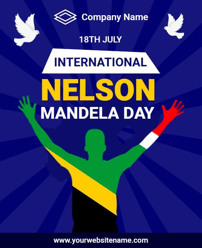 Vibrant Blue Nelson Mandela Day Celebration Poster Template