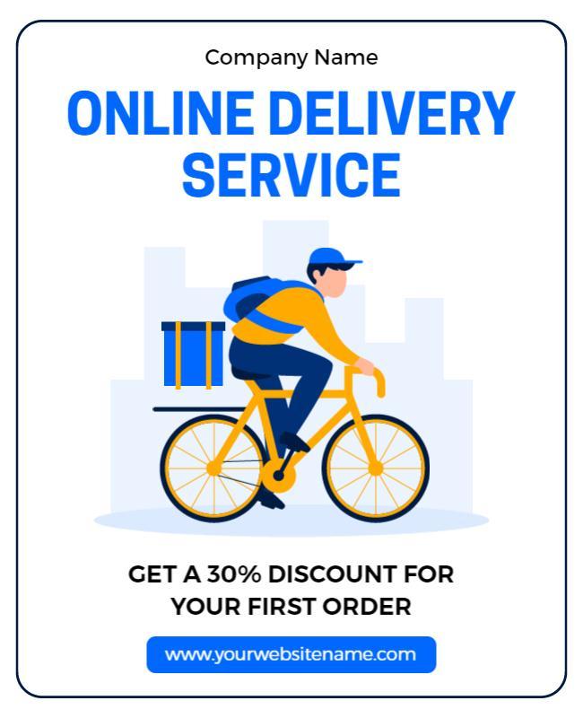 Vibrant Blue Online Delivery Service Promotion Poster Template