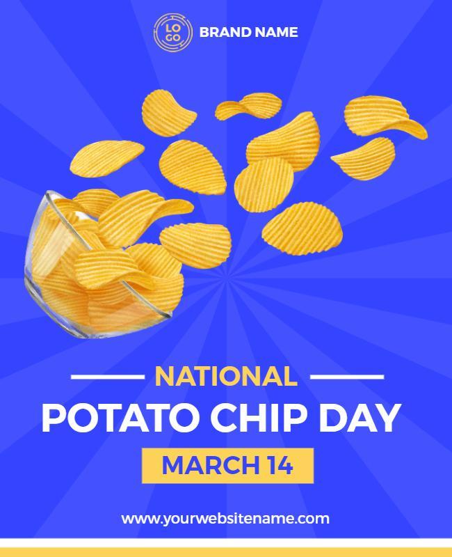 Vibrant Blue Potato Chip Day Celebration Poster Template