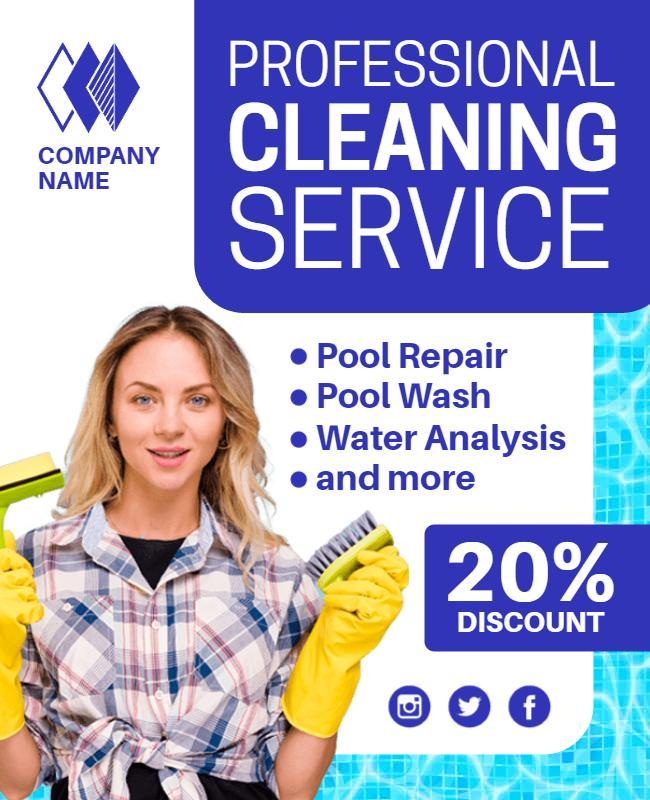Vibrant Blue Professional Cleaning Service Advertising Poster Template