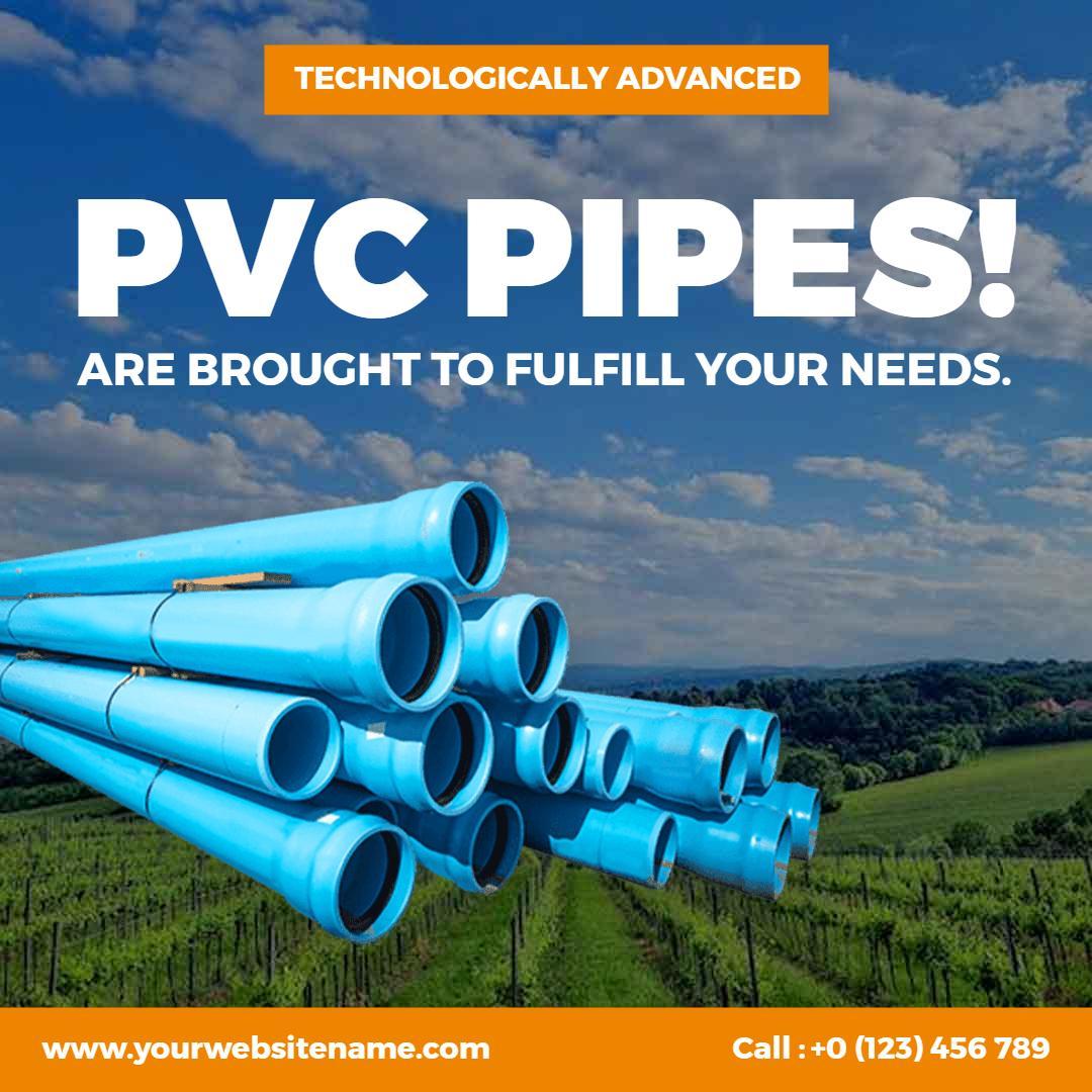 Vibrant Blue PVC Pipes for Advanced Business Solutions Ad Template