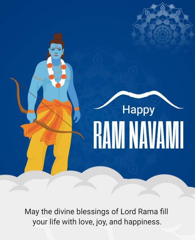 Vibrant Blue Ram Navami Celebration Poster Template