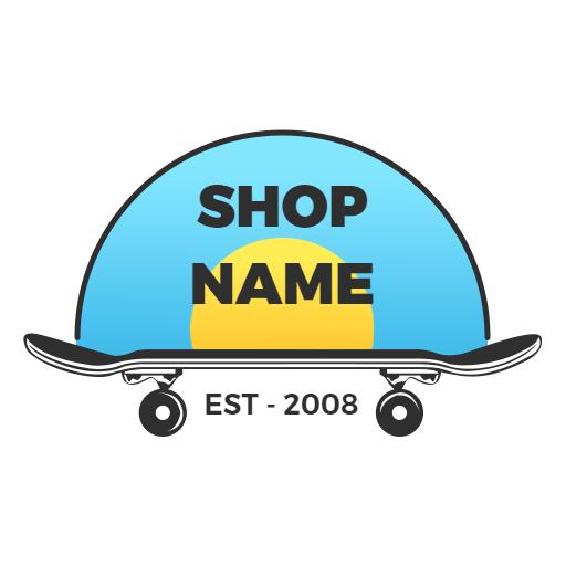 Vibrant Blue Skateboard Design for Skating Enthusiasts Logo Template