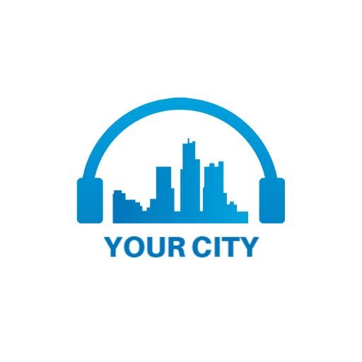 Vibrant Blue Skyline Merging Music Culture in Your City Logo Template
