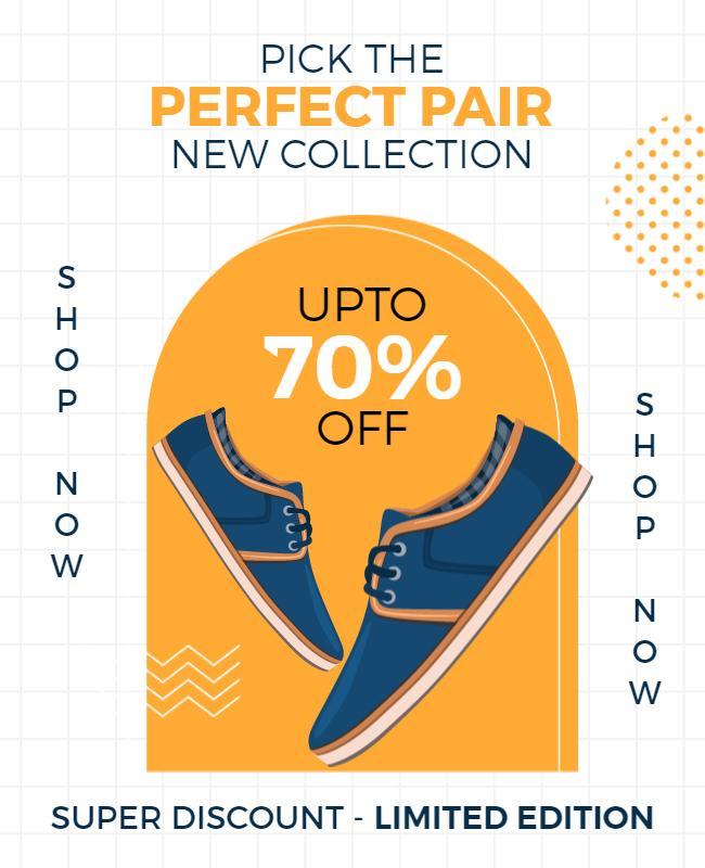 Vibrant Blue Sneakers Sale with Discount Offer Poster Template