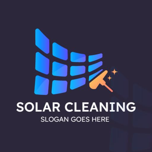 Vibrant Blue Solar Panel Cleaning Technology Logo Template