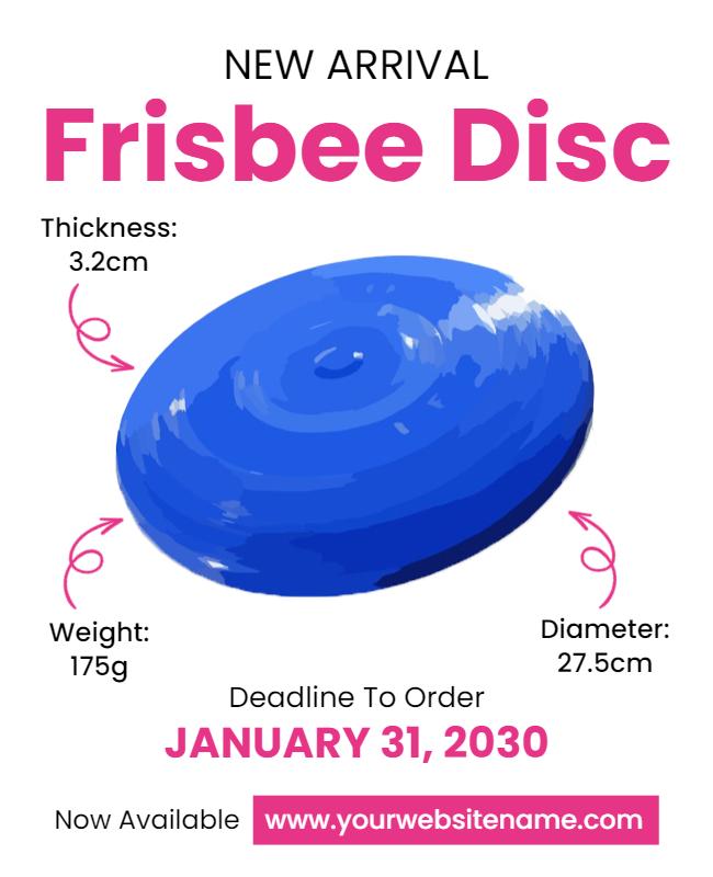 Vibrant Blue Sports Frisbee Disc Product Poster Template