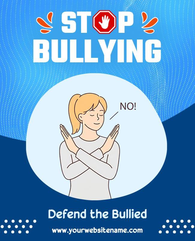 Vibrant Blue Stop Bullying Awareness Support Poster Template
