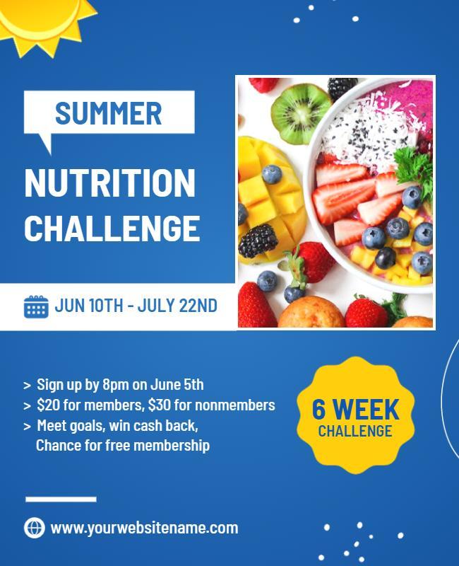 Vibrant Blue Summer Nutrition Challenge Poster Template
