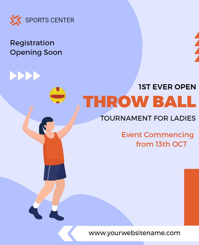 Vibrant Blue Throw Ball Tournament for Ladies Poster Template