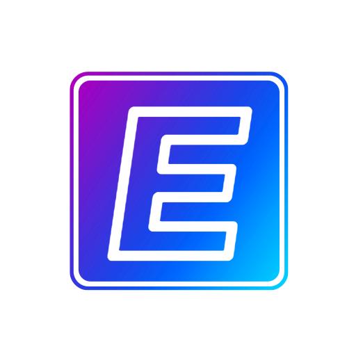 Vibrant Blue to Purple Gradient Alphabet Letter E Logo Template