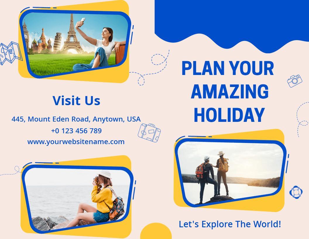 Vibrant Blue Travel Adventure Holiday Brochure Template