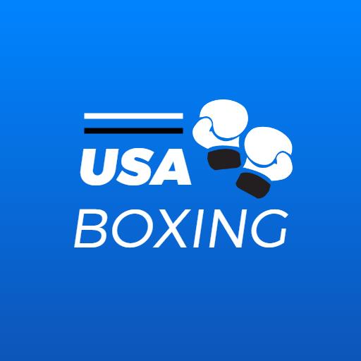 Vibrant Blue USA Boxing Logo Featuring Classic Boxing Gloves Template