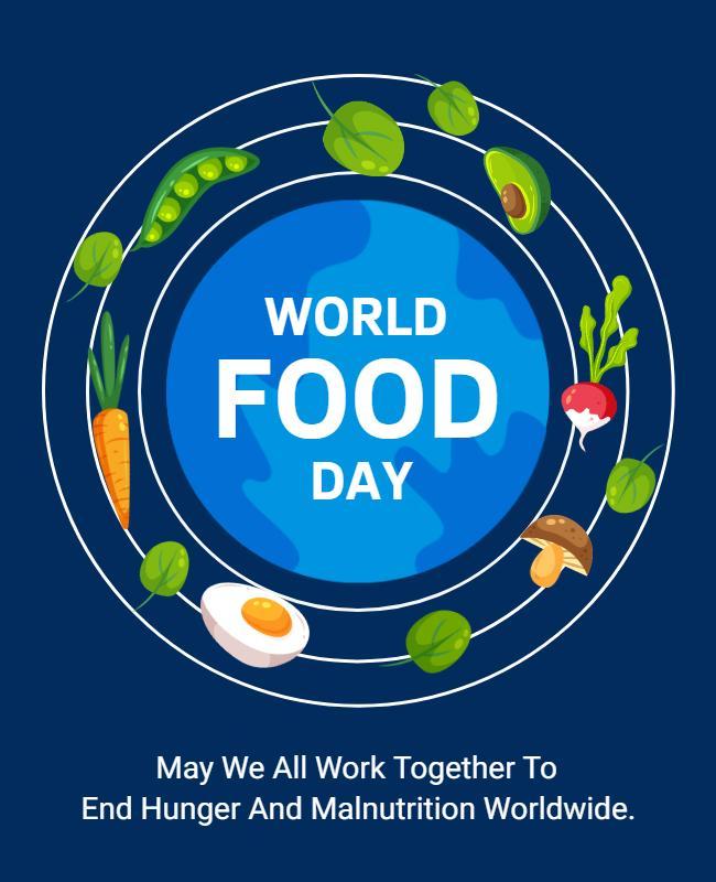 Vibrant Blue World Food Day Awareness Poster Template