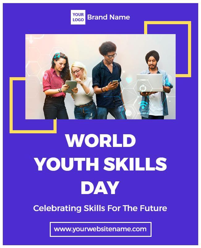 Vibrant Blue World Youth Skills Day Celebration Poster Template