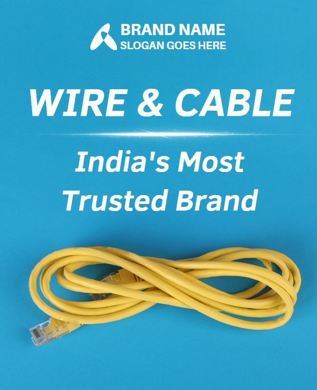 Vibrant Blue Yellow Wire and Cable Brand Promotion Poster Template