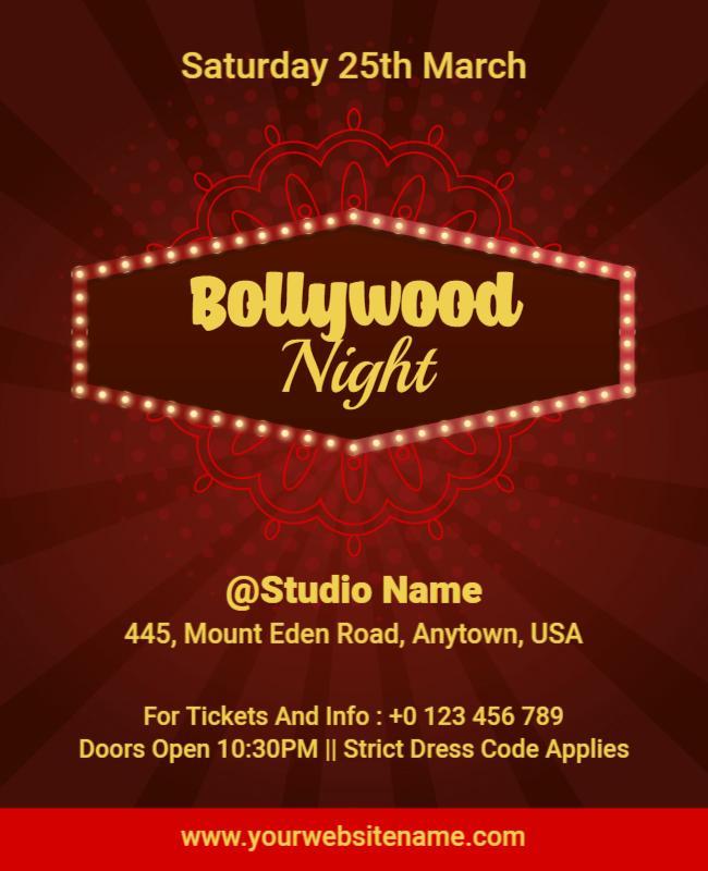 Vibrant Bollywood Night Party Event Poster Template