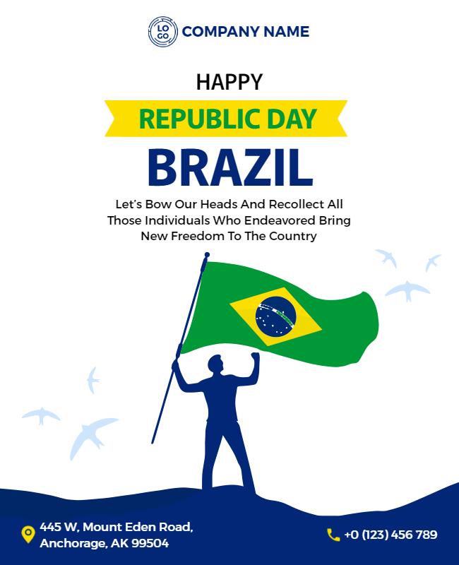 Vibrant Brazil Republic Day Celebration Poster Template