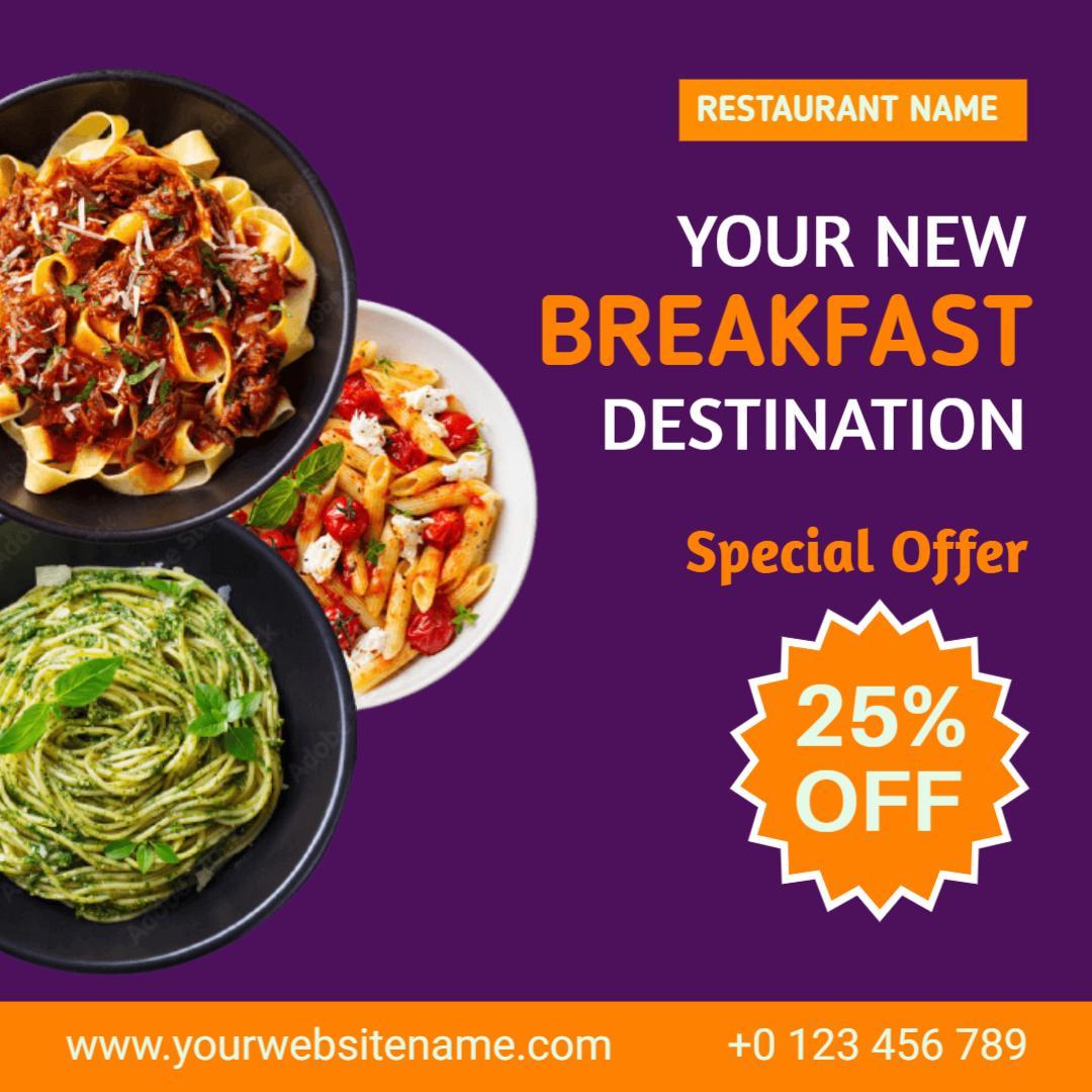 Vibrant Breakfast Destination with Special Offer Ad Template