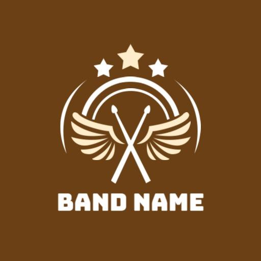 Vibrant Brown and Cream Band Logo Featuring Musical Elements Logo Template