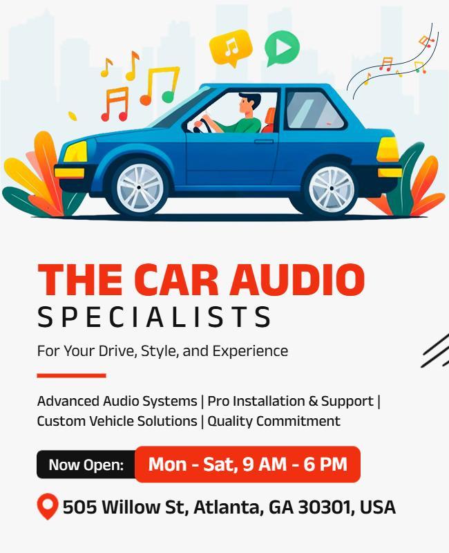 Vibrant Car Audio Systems Promotion Poster Template