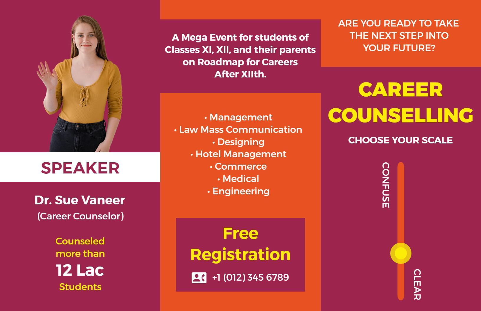 Vibrant Career Counseling Event Roadmap and Registration Brochure Template