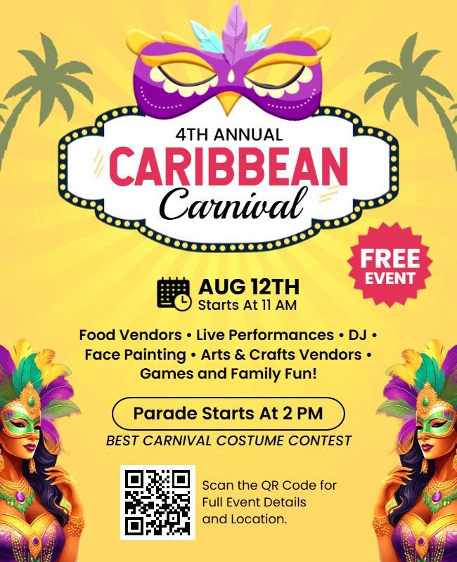 Vibrant Caribbean Carnival Celebration Event Flyer Template