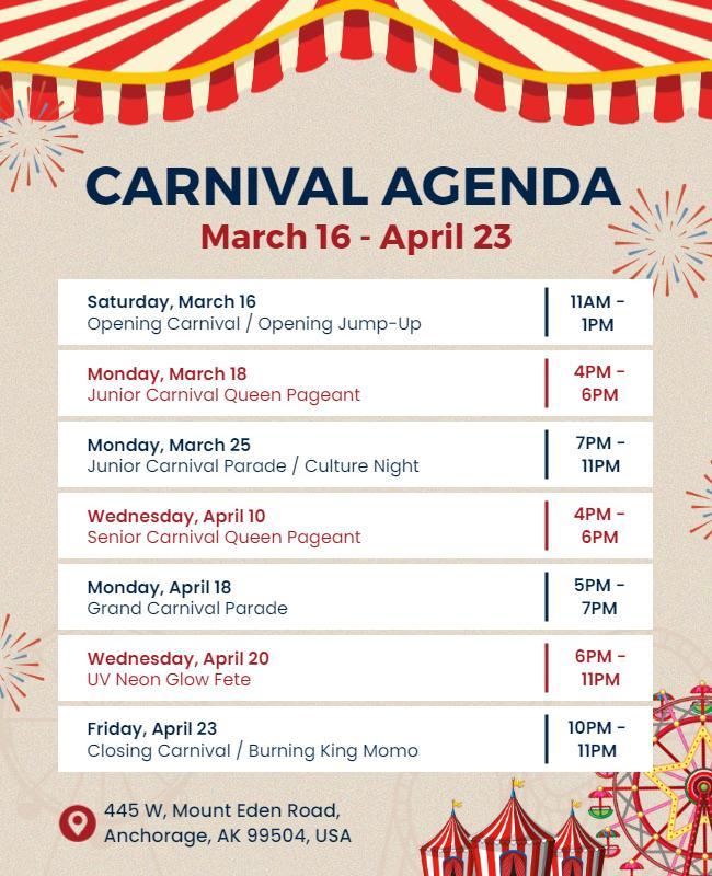 Vibrant Carnival Agenda Event Flyer Template