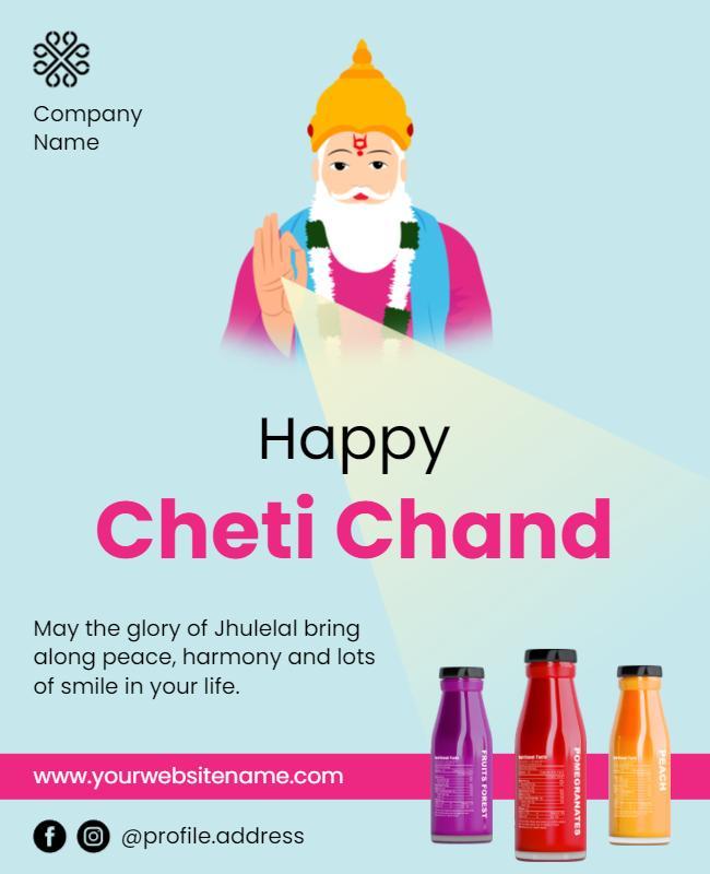 Vibrant Cartoon Celebration of Cheti Chand Festival Poster Template