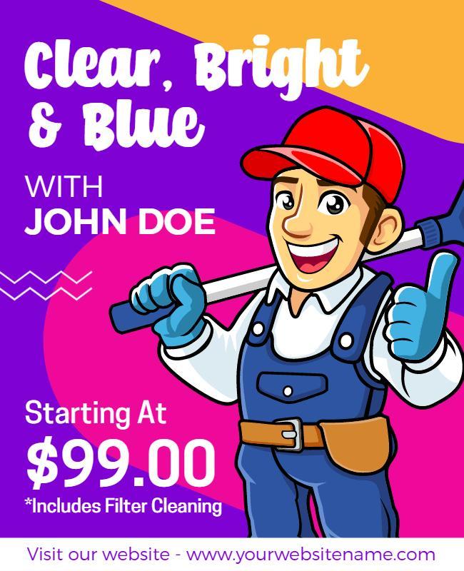 Vibrant Cartoon Style Home Cleaning Service Poster Template