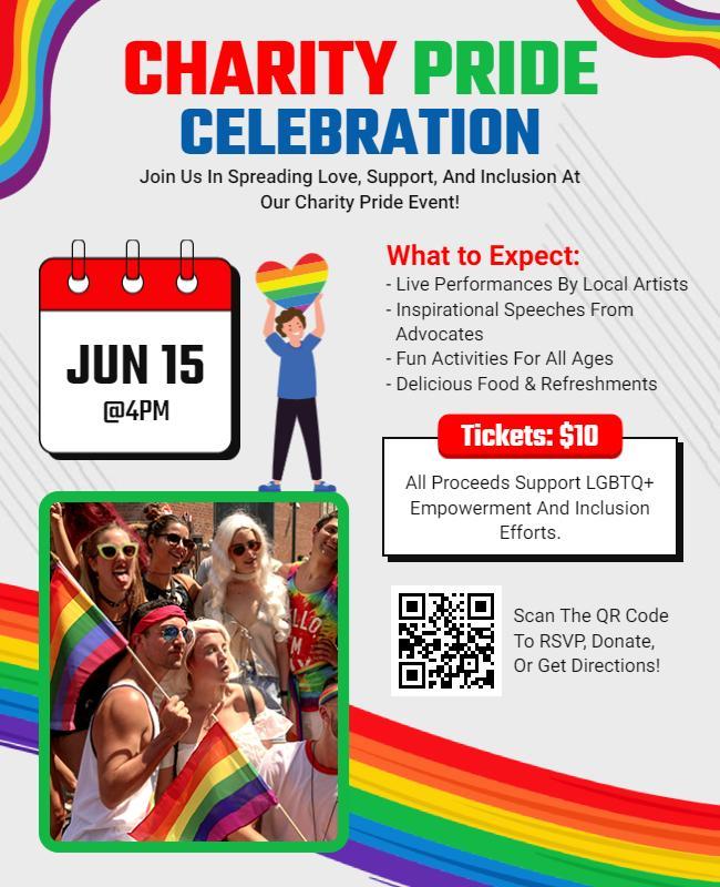 Vibrant Charity Pride Celebration with Rainbow Theme Flyer Template