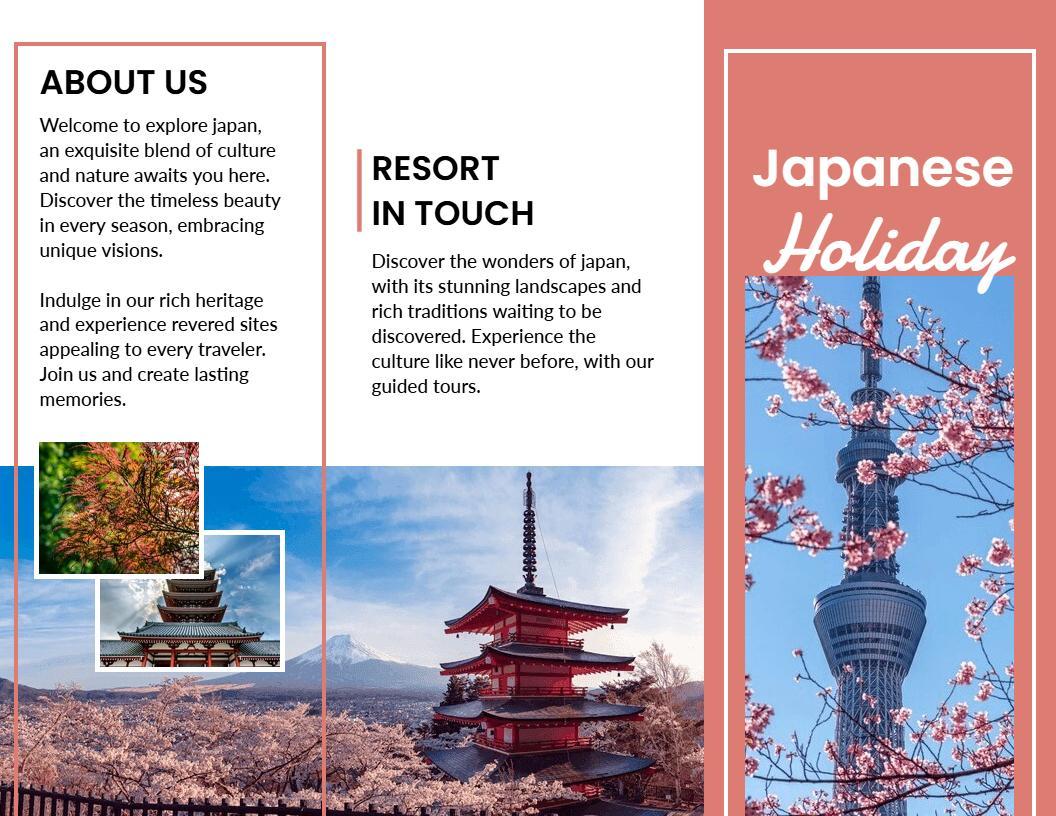 Vibrant Cherry Blossom Japan Culture Travel Holiday Brochure Template