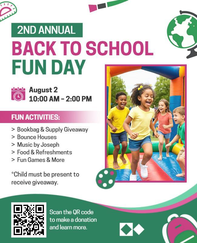 Vibrant Children's Back to School Festivity Flyer Template