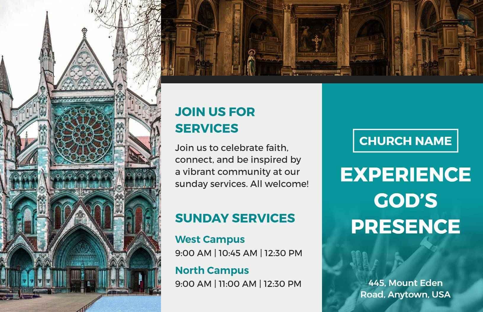 Vibrant Church Community Service Invitation Brochure Template