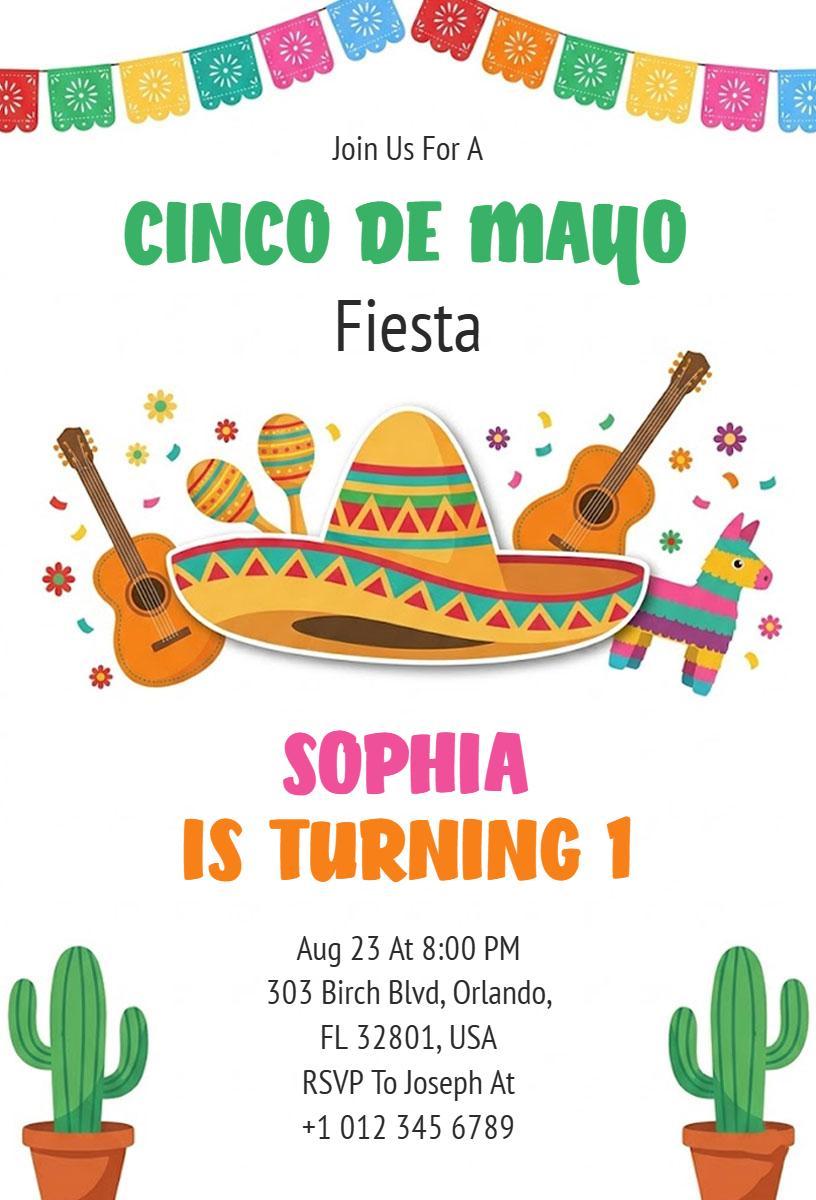 Vibrant Cinco De Mayo Birthday Fiesta Celebration Invitation Template