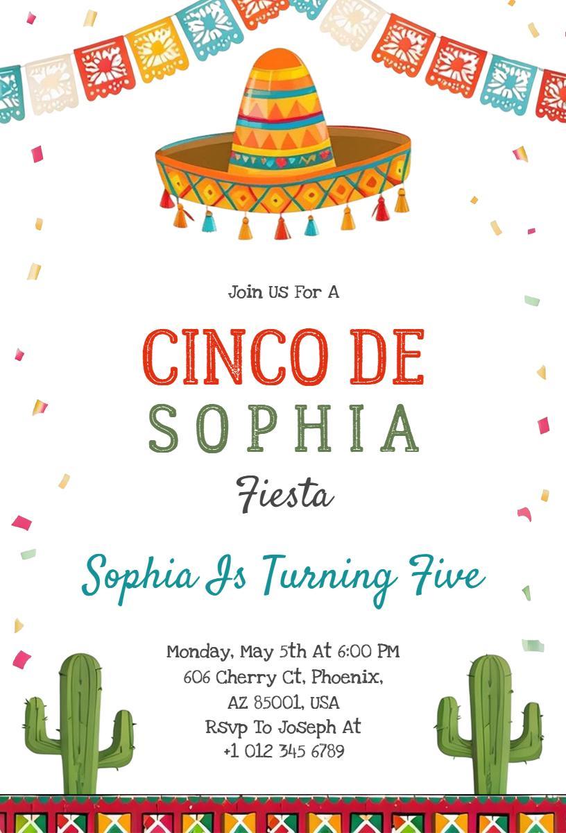 Vibrant Cinco de Mayo Fiesta Birthday Celebration Invitation Template