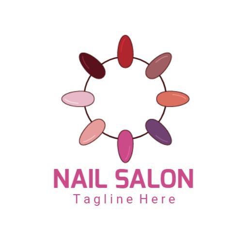 Vibrant Circle of Colorful Nail Polish Designs Logo Template