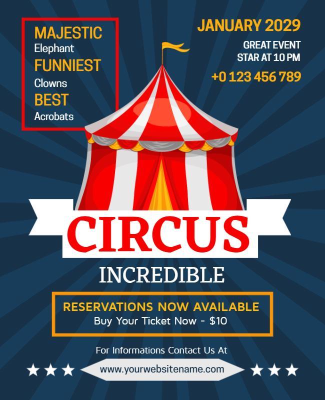 Vibrant Circus Tent for Incredible Family Show Flyer Template