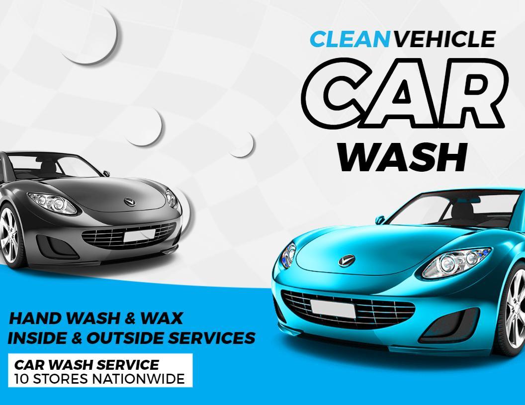 Vibrant Clean Vehicle Hand Wash and Wax Car Wash Brochure Template