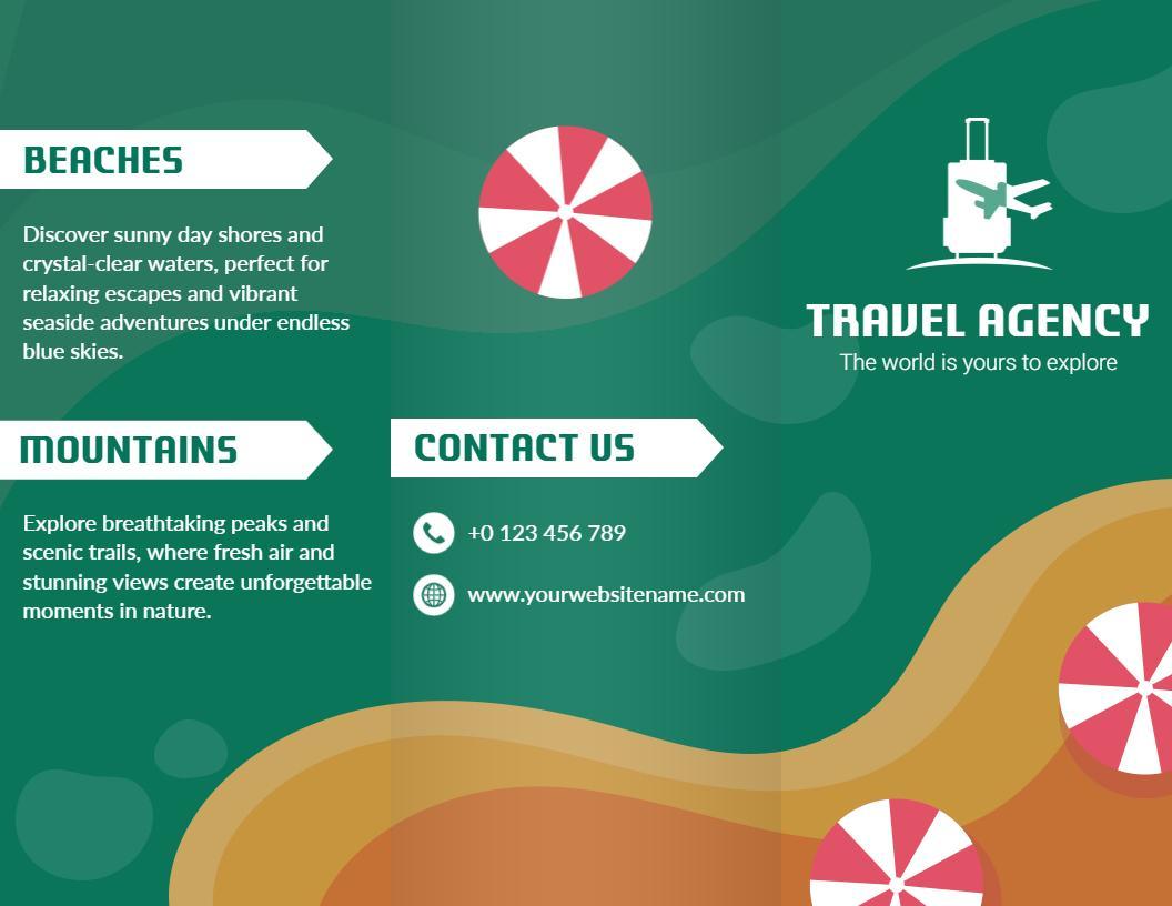 Vibrant Coastal and Mountain Adventure Travel Agency Brochure Template