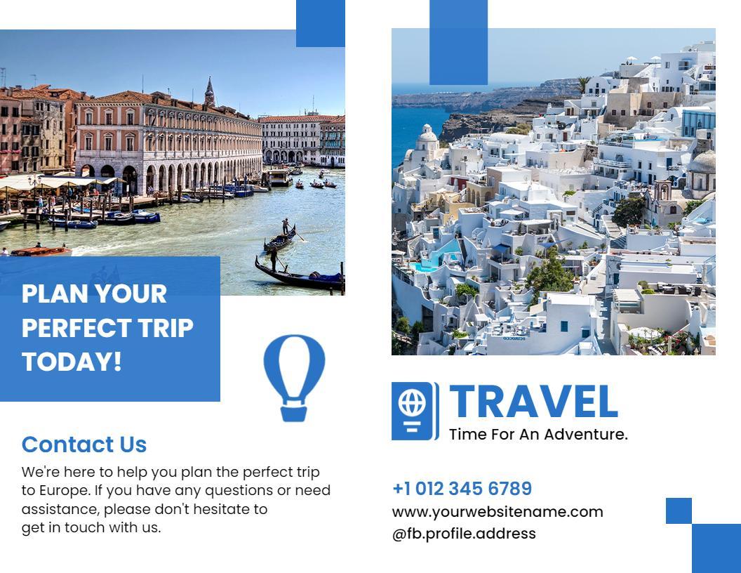 Vibrant Coastal Europe Travel Adventure Planning Brochure Template