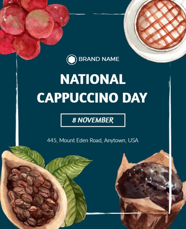 Vibrant Coffee-Themed National Cappuccino Day Poster Template