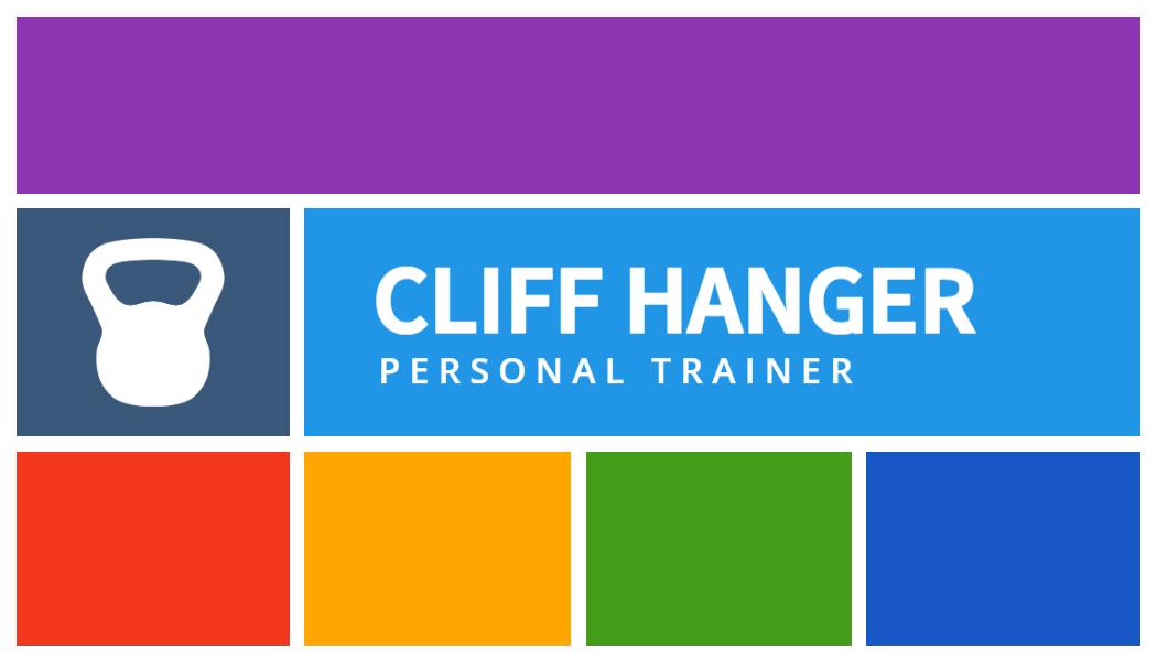 Vibrant Color Block Fitness Personal Trainer Business Card Template