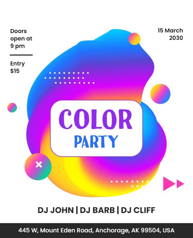 Vibrant Colorful Gradient Dance Party Flyer Template