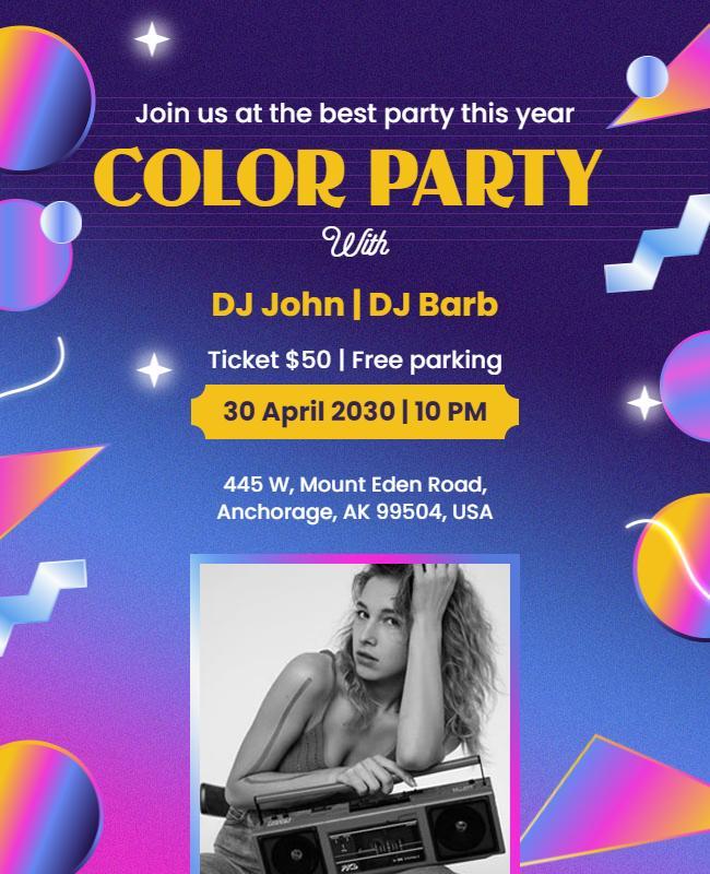 Vibrant Colorful Music Party Celebration Flyer Template