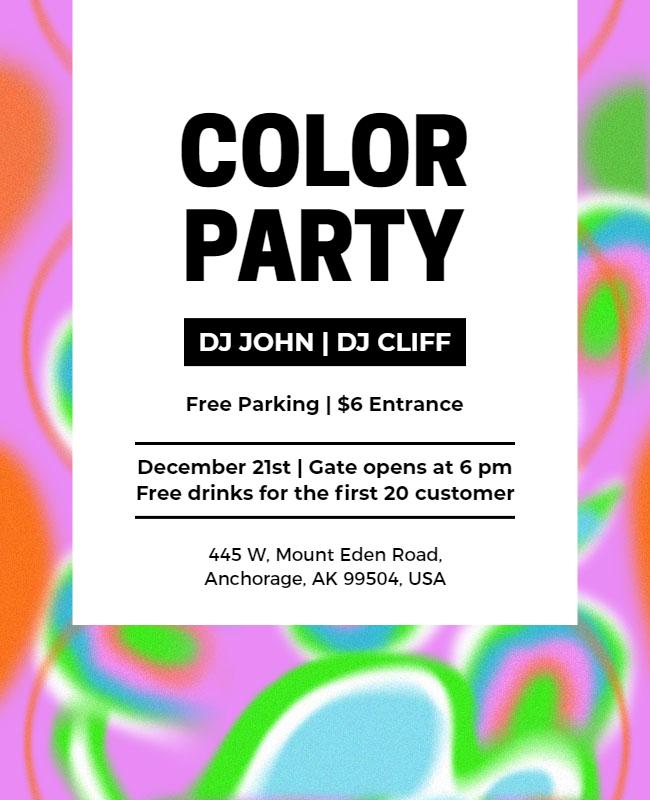 Psychedelic Colorful Music Party Announcement Flyer Template