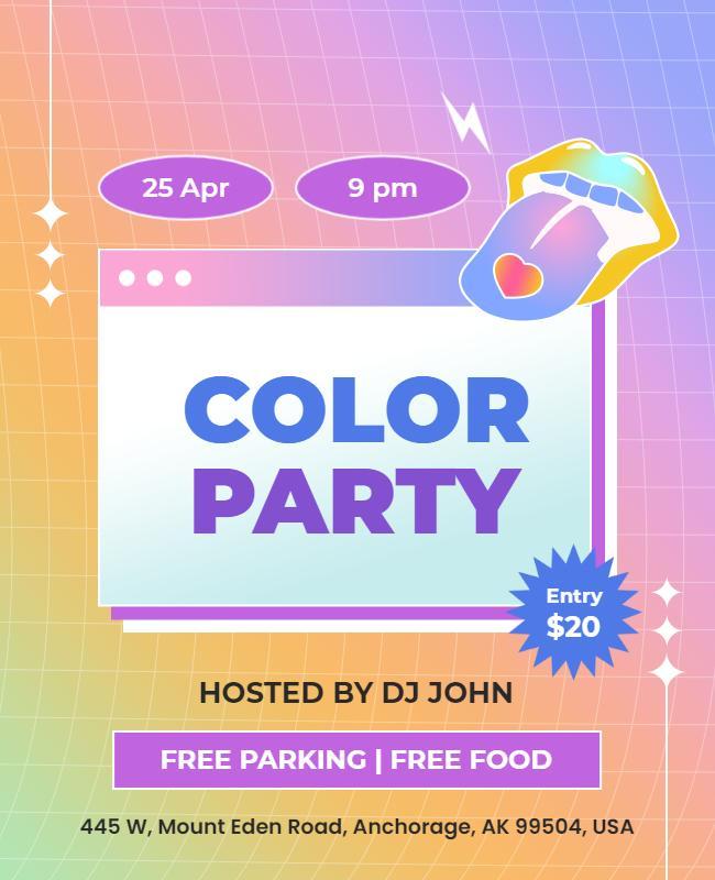 Colorful Gradient Theme for Vibrant Color Party Flyer Template