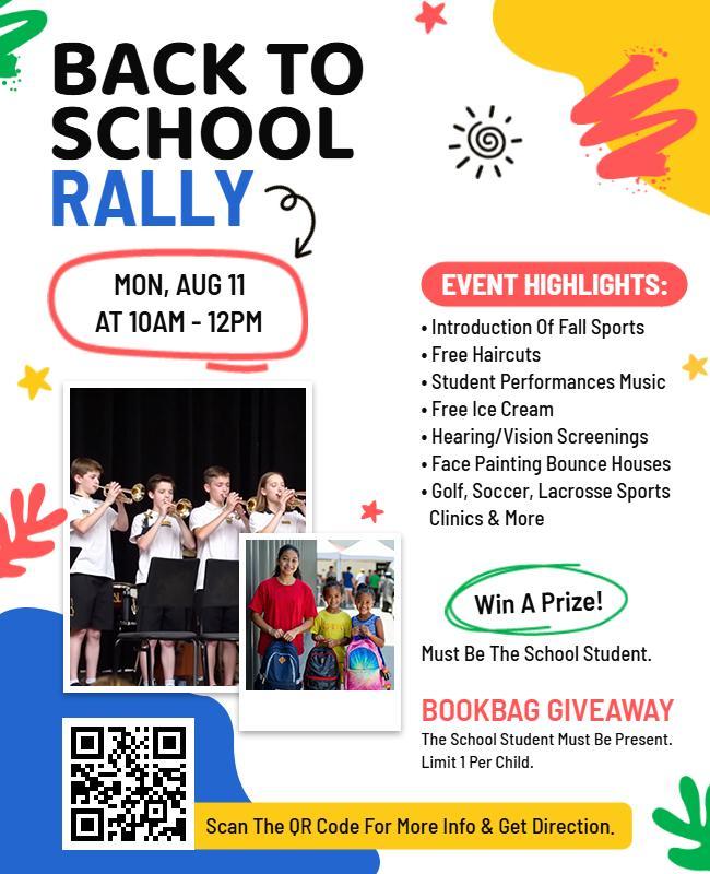Vibrant Colorful Back to School Community Rally Flyer Template